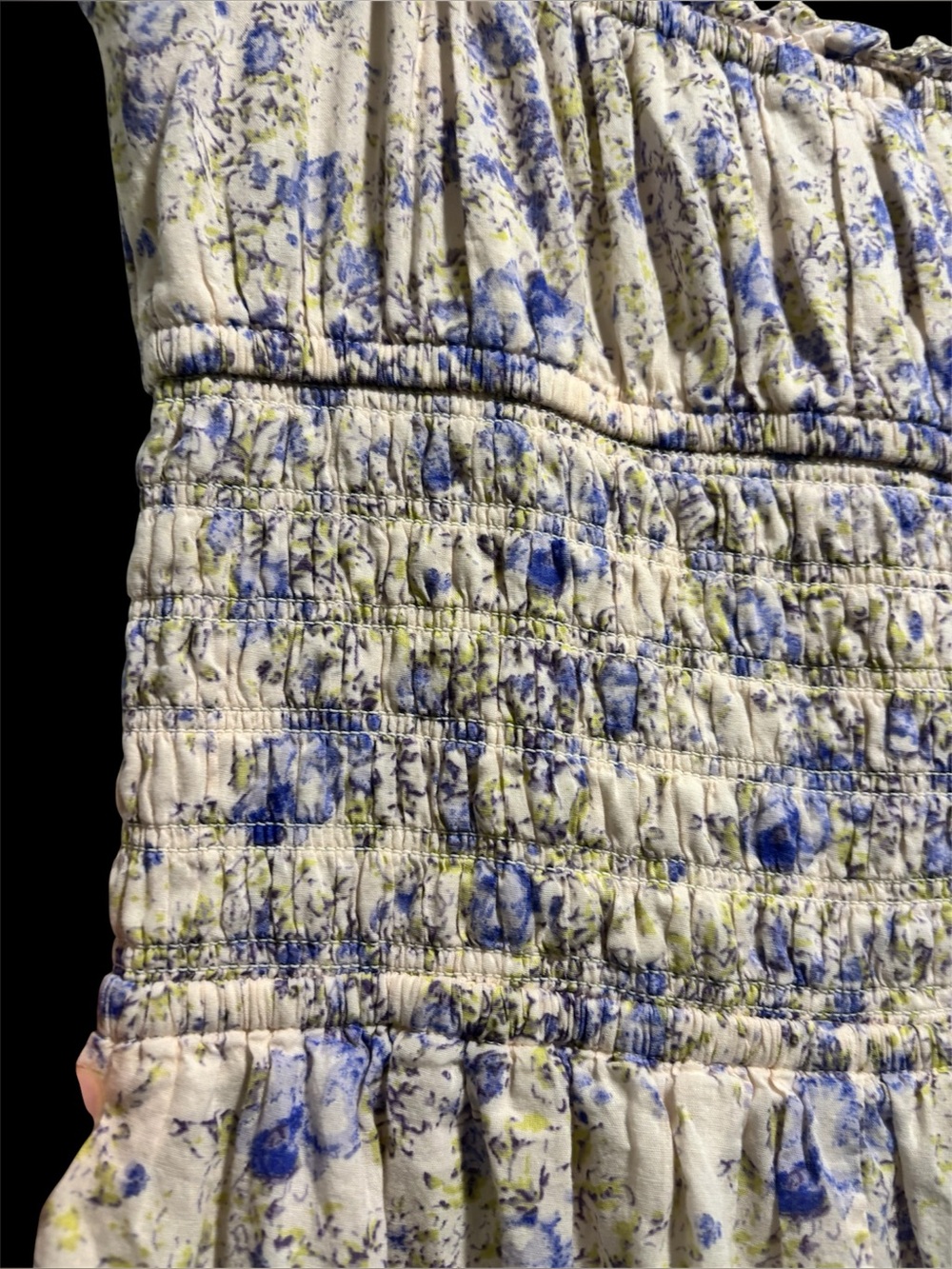 Sim and Sam Boho Smocked Ruffle Swirl Maxi Dress | Medium - Picture 8 of 12